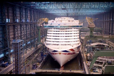 Cruiseship production at Papenburg, in the shape of P&O’s Iona.(credit: Meyer Werft).